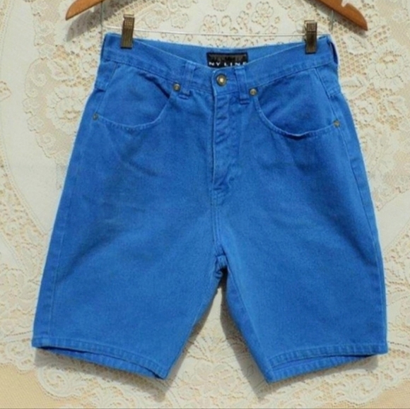 Vtg 90s Ny Line royal blue acid wash high waist denim mom jean shorts 4/6 NWOT - Picture 10 of 17